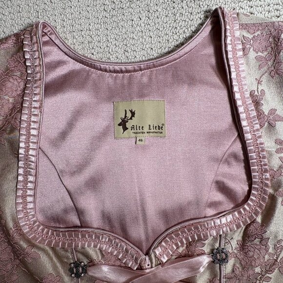 Traditional Bavarian Drindl Dress Midi Lace Satin Embroidery Corset Oktoberfest - Picture 5 of 16